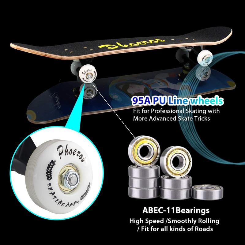 Skateboards -Standard Skateboards for Kids Boys Girls Youths Beginners Starter-Complete Skate Boards 31''x 8''Canadian Maple Pro Cruiserkryptonics skateboard
