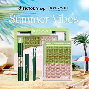 KEYYOU Natural Lash Clusters Wispy Brown  Eyelash Extension Kit Waterproof Long Lasting Easy DIY At Home Ultra Thin Band Cosmetic Makeup #Summervibes