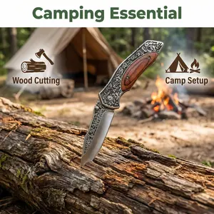 Stainless steel outdoor folding knife, EDC pocket knife, kitchen fruit knife, suitable for outdoor barbecue, fruit cutting, fishing and other purposes, Mother's Day gift