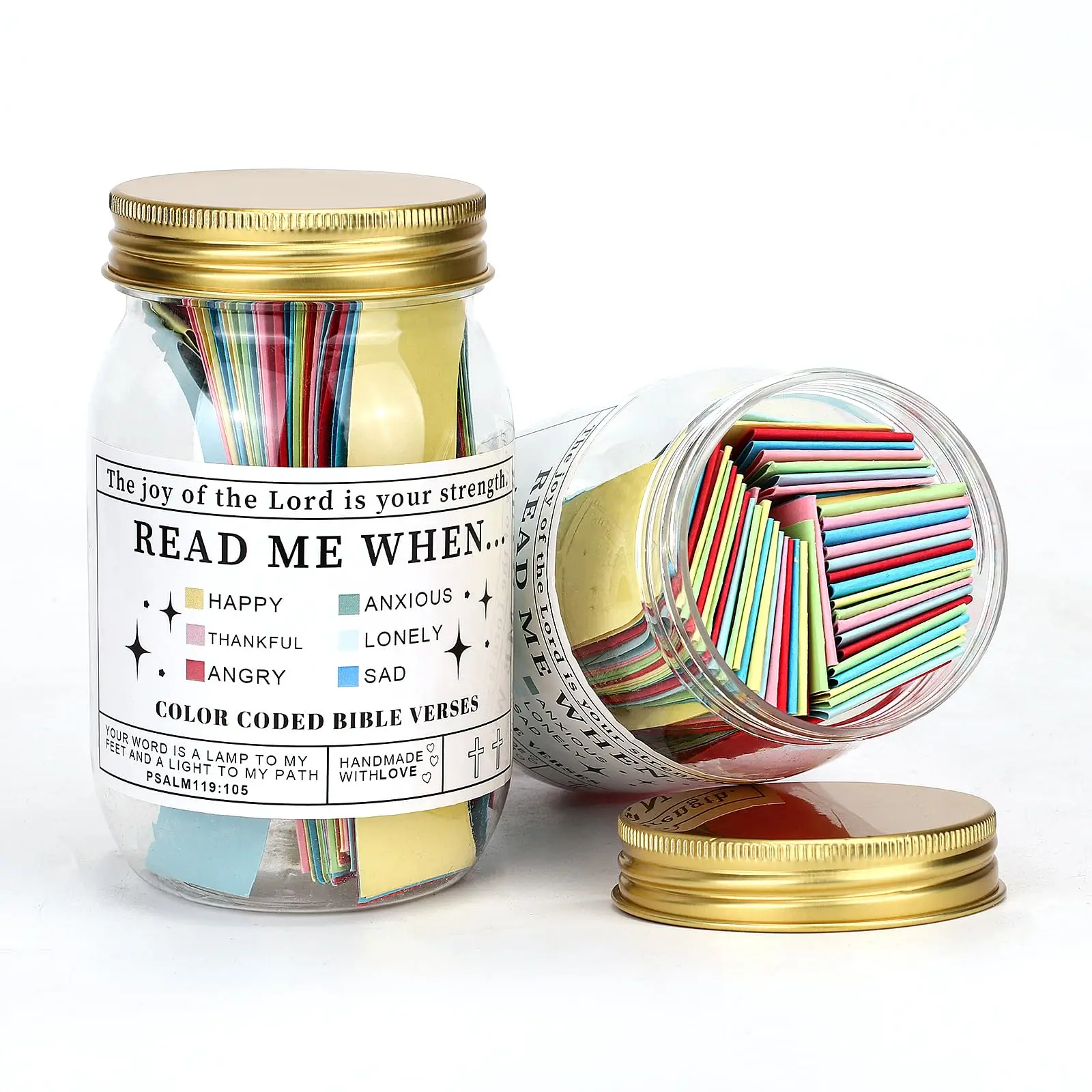 Bible Verse Jar, 1/2 Counts Bible Verse Gift with Gift Box, Emotional and Feelings Bible Poem Jar, Prayer Request Card, Christian Gift Festive Party S