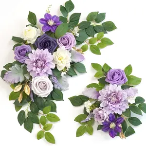 2pcs Purple Artificial Flower Arrangement Set for Wedding Arch Decoration And Backdrop Floral Kit