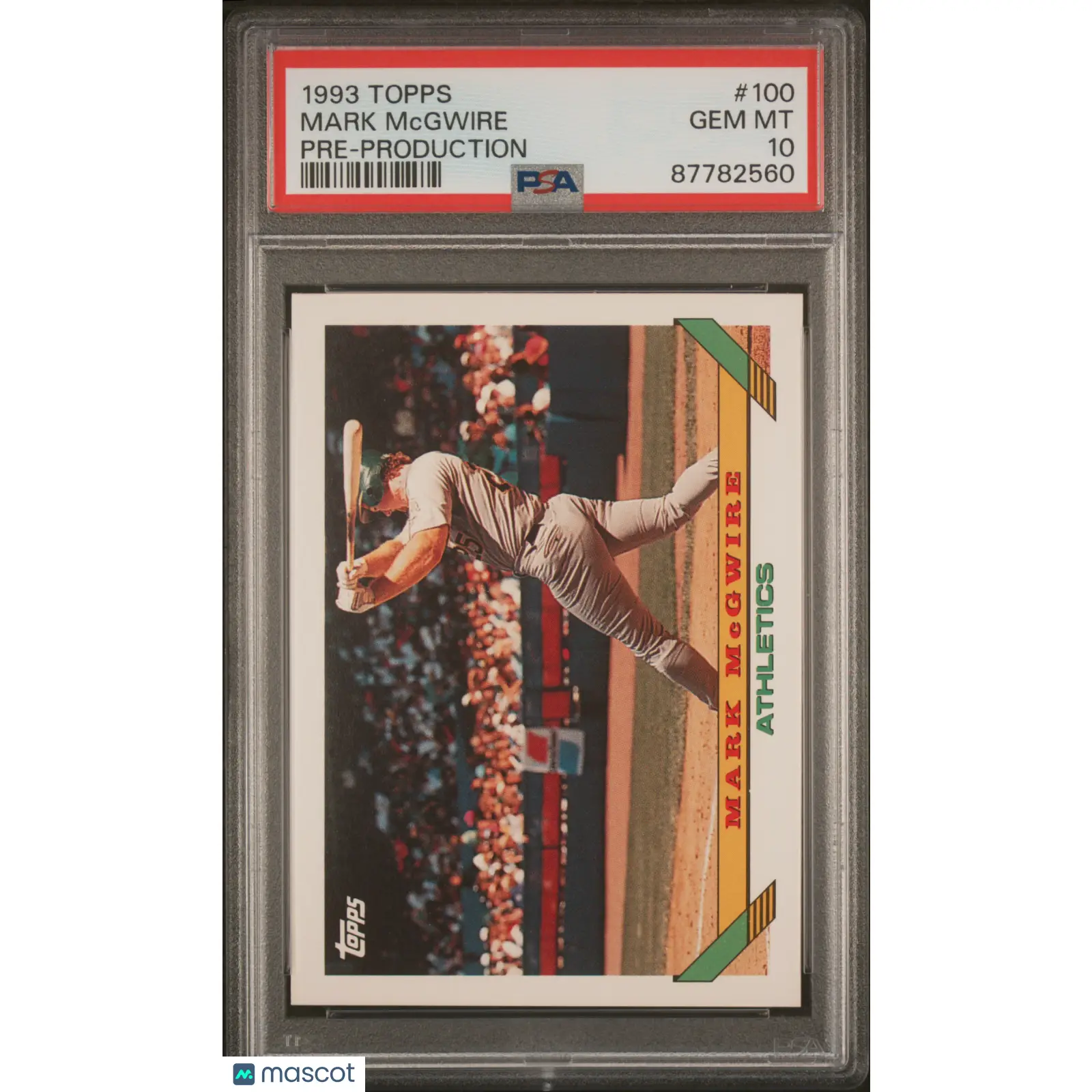 Mark Mcgwire PSA 1993 Topps Pre Production Baseball #100 10 87782560