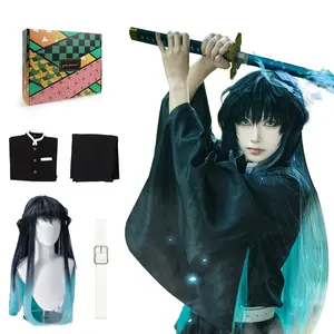 Anime Kimono Cosplay Costume Uniform Set with Wig and Accessories for Mens and Women, Ideal for Comic Cons, Halloween and Cosplays Parties, Asian Size Order Size up Tanjiro Style