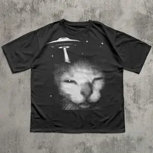 Y2k Alien Cat T-Shirt, Y2k Cat Tee, Silly Cats Tshirt, Cat Lover Gifts, Funny Meme Animal Tee, Gifts Shirt, Unisex Vintage Graphic Tees Gothic Grunge Y2k Emo Scene Amity Affliction Style Clothes Men Women Streetwear
