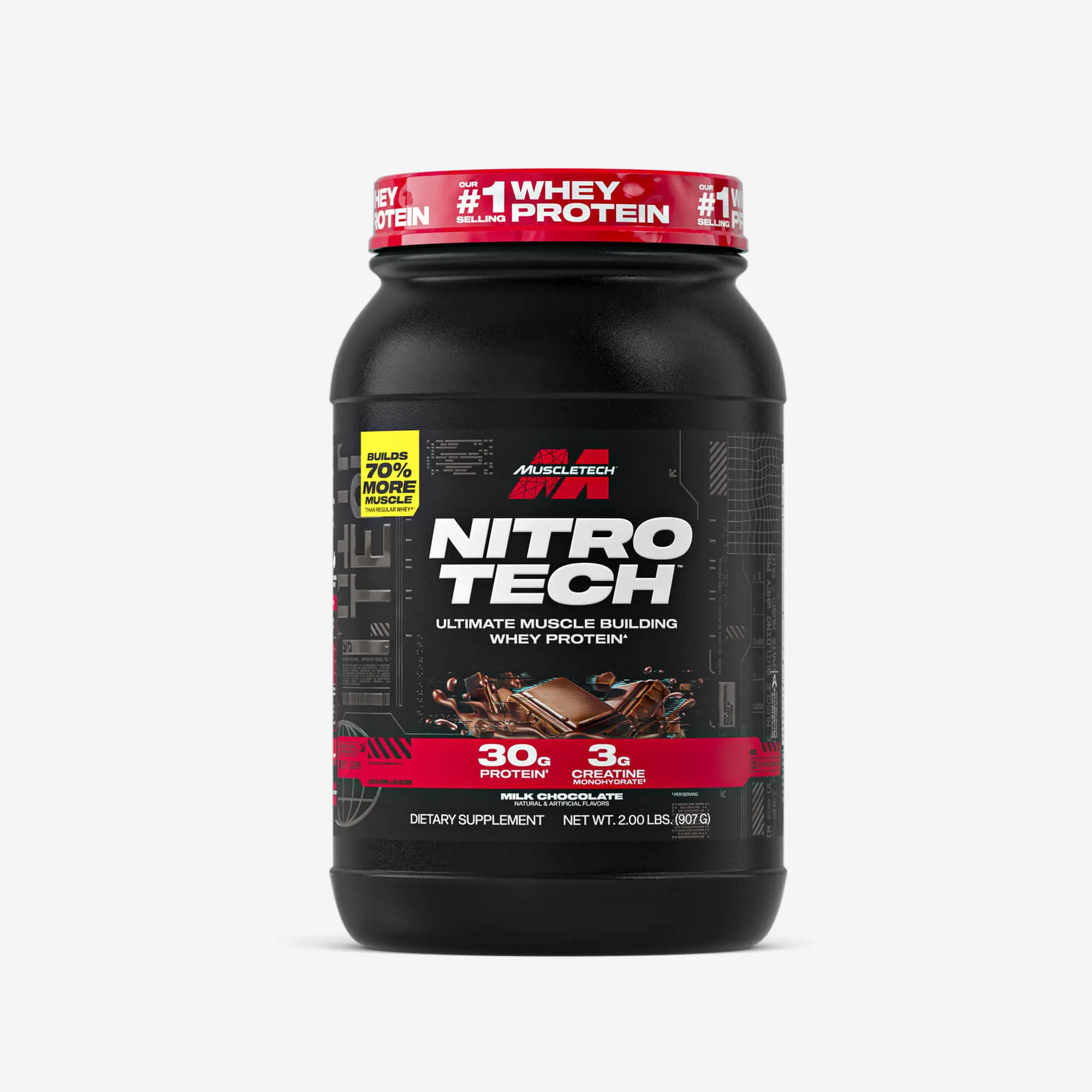 Muscletech Whey Protein Powder (2 Pound) - Nitro-Tech Ultimate Muscle Building Formula with Whey Protein Isolate & Peptides - 30g of Protein, 3g of Cr