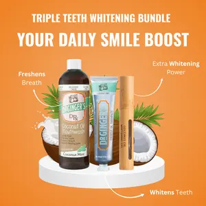 Dr Ginger's Triple Teeth Whitening Bundle Ditch Whitening Teeth Strips with Our Dentist Designed, All Natural, Tiktok Shop Teeth Whitening Kit, Oral
