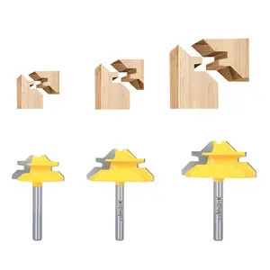 45  Lock Miter Router Bit 3- Set, for 1/2", 5/8", 3/4"  Height.1/4 Inch Shank .Woodworking Tools Joint Router Bits Easy to Create Lock Miter Joint