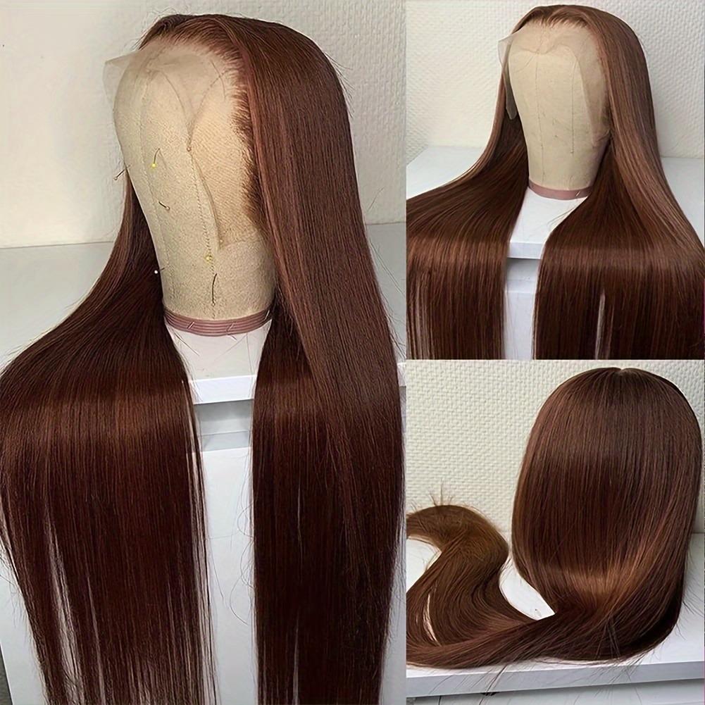 Ginger Brown Straight Human Hair Wig Pre Plucked 13x6 Hd Lace Frontal Wigs For Women 180% Colored Chocolate Brown Body Wave Wig