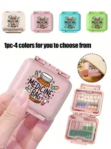 Mini six-compartment portable pill box, medicine storage box, travel pill case, six-compartment small pill box with 'medicine bag' and pill patterns, sealed storage box for pills, six-day weekly pill organizer, Vitamin Organizer