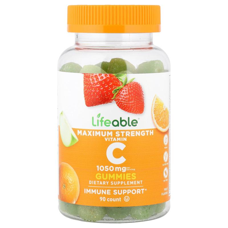 Lifeable Vitamin C Gummies, Maximum Strength, Fruit, 90 Gummies (350 mg per Gummy)
