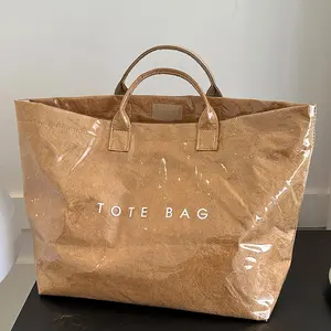 Vintage Women Tote Bag with Letters Print Waterproof Large Capacity Daily Handbags Commuting Shopping Work Bag for Travel Durable Totebag