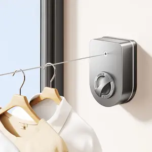 Heavy Duty Retractable Clothesline, Single Stainless Steel Line, Non-Sagging Wall Mounted Laundry Line | Indoor & Outdoor Use, Matte Black Finish