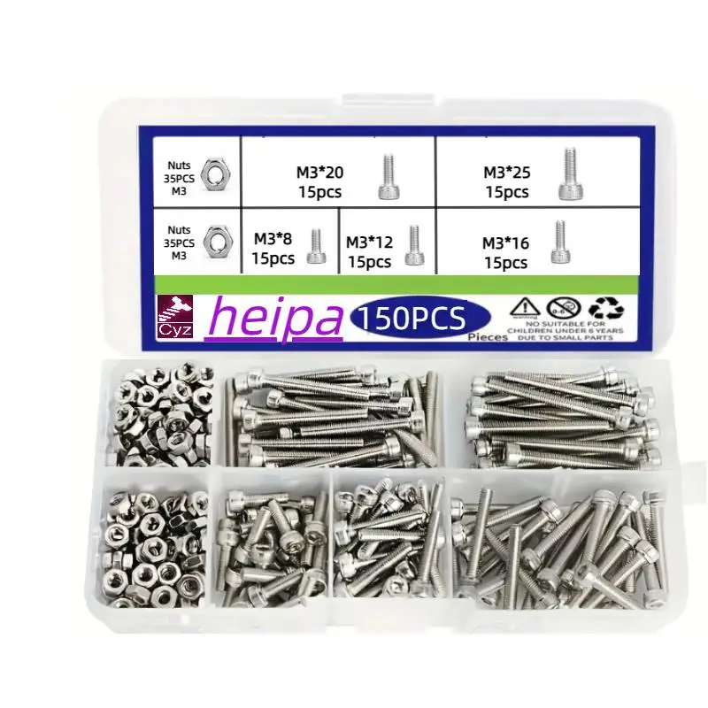 M3 Head Hexagon Socket Screw, Hexagon Socket Screws, Stainless Steel Socket Head Screw Nut Set, Multi-purpose Repair Tool