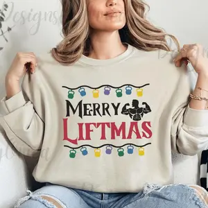 Christmas Gym Crewneck, Holiday Season Lifting Sweatshirts for Gym Rats, Christmas Gym Girl Pump Covers, Holiday Weightlifting Pullovers Pullover Womenswear Hoodie Tops Women Comfort Casual Long Sleeve Round Neck