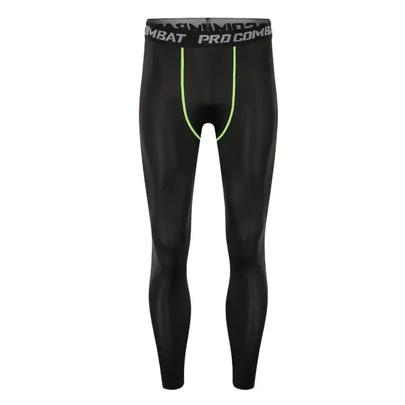 Combat Pro Combat Black Compression Tights with Neon Green Accents for Men