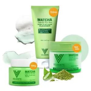 [Bundle] Velvente Korean Skincare Matcha PDRN Toner Pads, Cleanser, Cream for Redness, Acne-Prone Skin, Dark Spot Brightening & Slow Aging | Korean Multi-Function Soothing Pore Refining | Sensitive Skin Friendly – Viral Mother’s Day Gift Idea for Mom