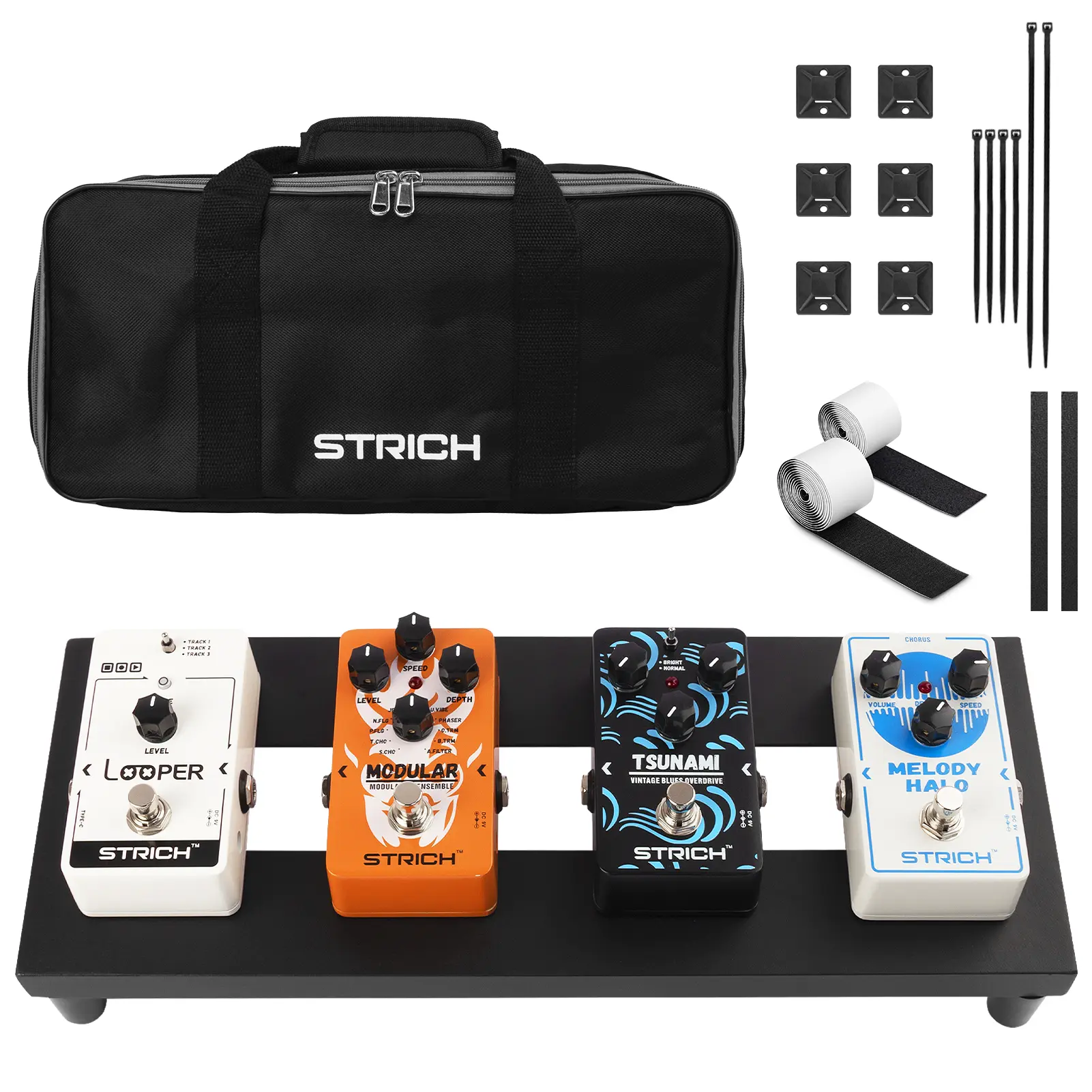 STRICH Guitar Pedal Board Aluminum Alloy 0.83lb Super Light Effect Pedalboard 15'' x 5.7'' with Carry Bag, MINI 15 Portable Guitarist