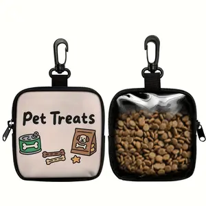1pc Dog Print Snack Bag with Hook & Zipper - Pet Training Set for Puppy Training, Dog Food Storage, and Outdoor Walks, Durable Polyester, Cute Dog Design, Perfect for Dog Owners, Dog Treat Pouch, Dog Walking Essentials | Playful Dog Design | Secure