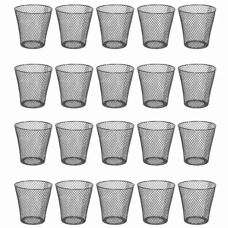 20pcs Smooth Wire Mesh Round Wastepaper Basket, Metal Trash Container for Bedroom Office (Sports & Outdoor Leisure Cycling Storage Solution), Desk Trash