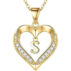 Turandoss Mothers Day Gifts for Mom Wife - Dainty 14K Gold Plated CZ Heart Initial Pendant Necklace with Tiny Letter A-Z, Non Tarnish Waterproof Trendy Jewelry Mothers Day Gifts for Women
