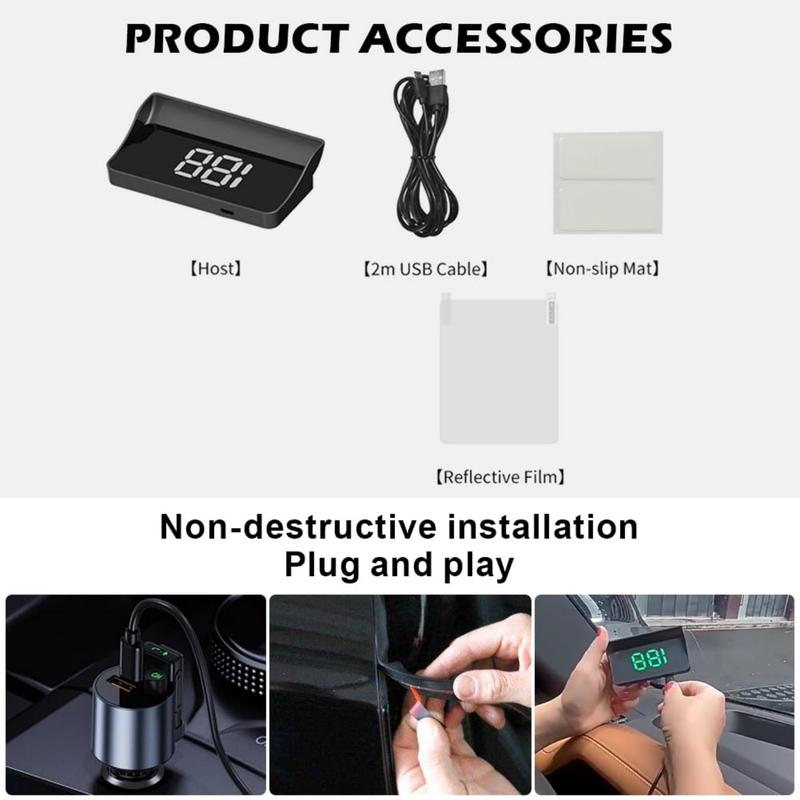 GPS Digital Speedometer Speed Display for Car MPH Windshield Projector, Universal HUD Speedometer Speed Meter LED Large Font, Plug Play Tachometer on Wind Glass for SUV Auto Vehicle Motorcycle Glof Cart Truck Motorhome All Vehicles