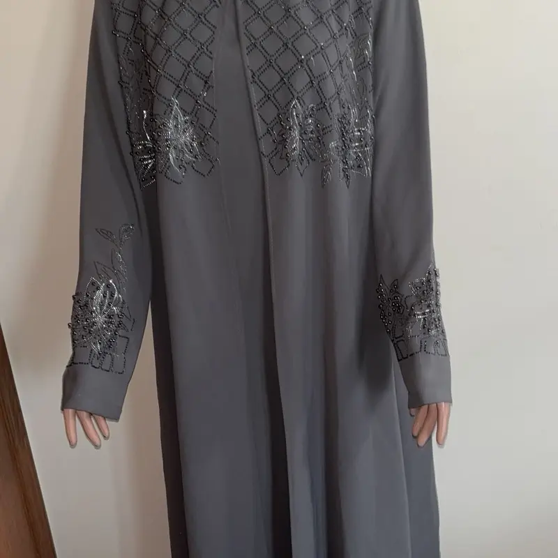 Turkish abaya gray double layer