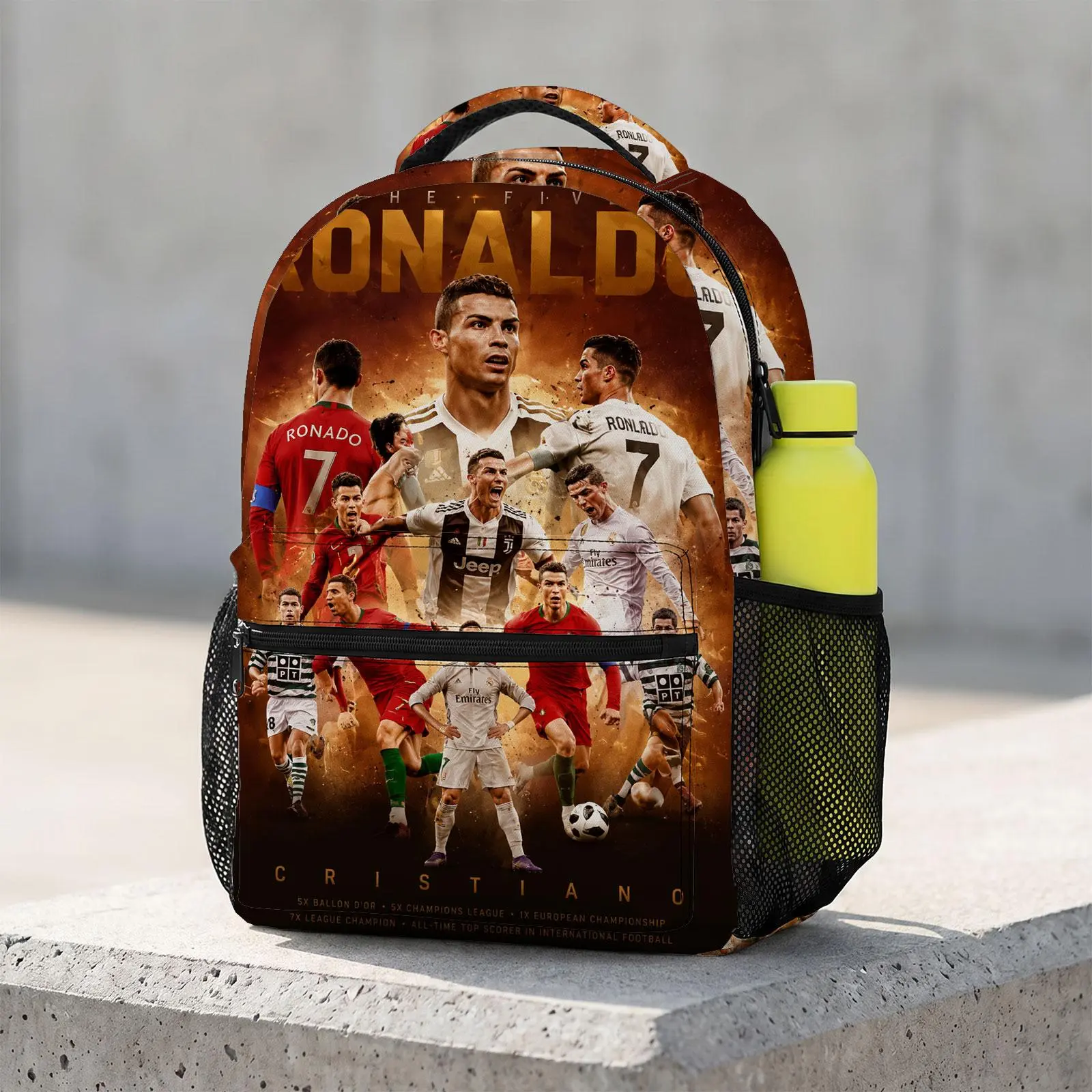 Ronaldo Trending Cute Cartoon Laptop Backpack | Aesthetic Print Travel Daypack | Durable Lightweight School Bookbag for Men & Women