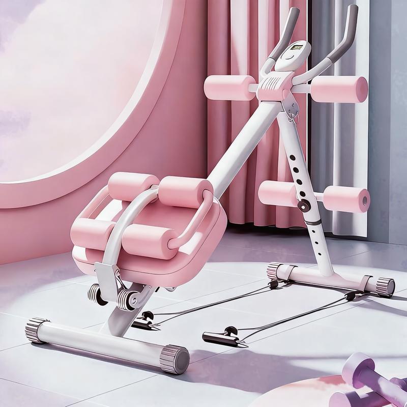 FURICA Adjustable Ab Trainer Machine with LCD Monitor Foldable Core Trainer for Arms Legs & Butt Shaping 8-Level Height Adjustment 3-Level Incline Automatic Calorie Tracking 550 LBS Capacity