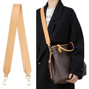 Ankes Genuine Vachetta Leather Replacement Shoulder Strap, 26 In, Light Gold Buckle, Compatible With Neverfull Tote