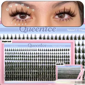 Manga Lash Clusters, Natural Eyelash Clusters with Spikes, 8-16mm Long Wispy Cluster, D-Curly Volume Lash Clusters, Anime Individual Lashes