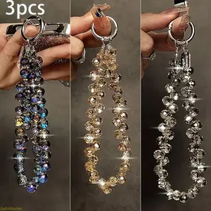 Luxury Rhinestone Phone Lanyards, Mixed Color 3pcs - Metal Link Chains with Detachable Design, Durable ABS Material - Mobile, Smartphone, Cellphone Accessories Suitable for Bags, Keys - Ideal for Commuting, Parties