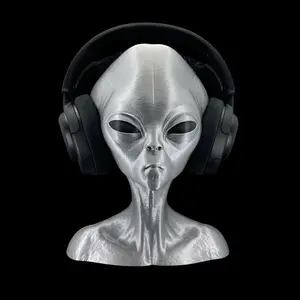 Roswell Grey Alien Headphone Stand from Zeta Reticuli – Extra Large 12" Gaming Headset Holder