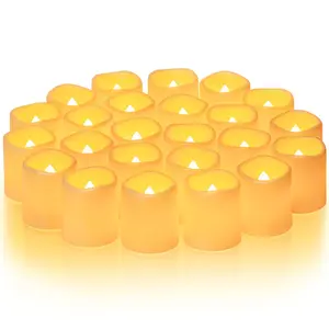 24Pack Flickering Flameless Votive Candles, 200+Hour Electric Fake Candles, Battery Operated LED Tealight for Wedding Decor, Outdoor, Table, Festival (Battery Included)