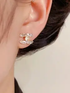 Double C Design Silver Zircon Ear Studs, Stud Earrings, Elegant Luxury Style with Zircon Coating, Perfect for Daily Wear and Parties, Ideal Gift for Mother's Day and Birthdays