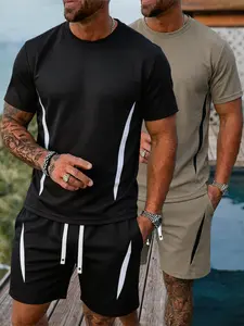 Men's 2-Piece Summer Casual Clothes Set - Breathable Mesh T-Shirt, Matching Athletic Shorts with Elastic Drawstring Waist, Quick-Dry Lightweight Fabric for Gym, Outdoor Leisure, Comfortable Regular Fit, summervibe, tiktokshopspringglowup
