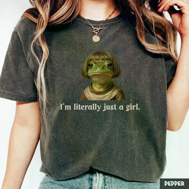 Comfort Colors Funny Frog with Bob Meme T-Shirt, Frog Meme Graphic Tee, Weirdcore Sarcasm Shirt, Introvert Humor Tee, Funny Gift for Her