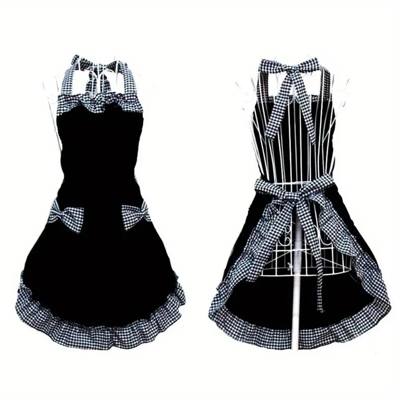 House Dresses For Cooking Vintage-Style Adjustable Apron with Red & White Checkered Bow Pocket Durable Polyester Perfect for Cooking Baking & Easter Kitchen Wear Baking Attire  Vintage Apron Durable Apron