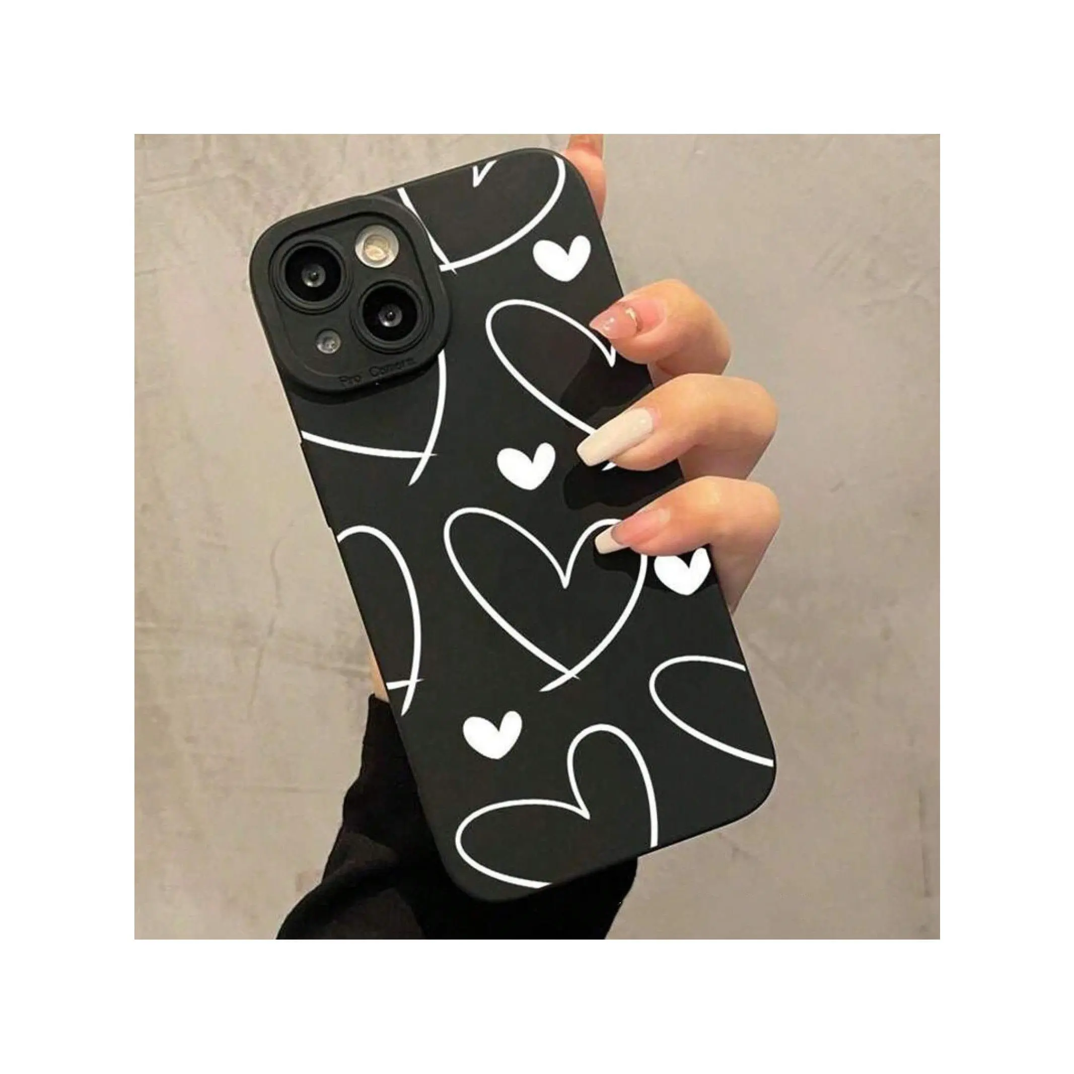 1pcs New White Heart Simple Mobile Phone Case Suitable For 15 14 13 12 11Pro Max Xs XR XSMAX Pupil Eye Protection Case Niche  7P/8P Simple Heart Creative