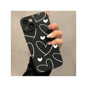 1pcs New White Heart Simple Mobile Phone Case Suitable For 15 14 13 12 11Pro Max Xs XR XSMAX Pupil Eye Protection Case Niche  7P/8P Simple Heart Creative