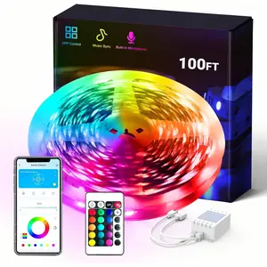 Smart RGB Led Strip Lights, 100ft Led Lights for Bedroom with App Control, Multicolor Changing Led Light Strips Apply , Home Party Decoration