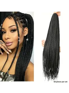 60 Pre-Styled Senegalese Twist Braids, Micro Braids for Women, Natural Look, Easy to Maintain, Suitable for All Hair Types and Races, Fashion Accessory, Synthetic Braided Hair