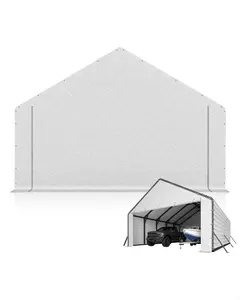 Heavy-Duty PE Enclosure Kit (2-Pack) for Metal Carport - 220gsm Roll-Up Zipper Door Panels for 20x25, 20x20 ft, with Ball Bungees, White