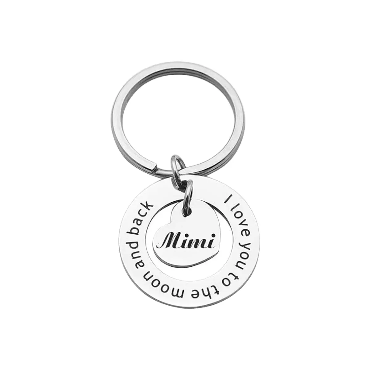 Mimi, I Love You To The Moon and Back Keychain 1.18-Inch, Mimi Keyring, Grandma Grandmother Gifts From Grandson or Granddaughter, Sentimental Metal Keychain