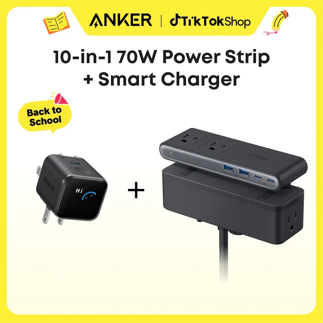 Anker Smart Display Charger, Anker Nano 45W Fast Charging USBC Charger with Smart Recognition, Built-In Care Mode, Compact with 180° Foldable Plug+Anker Nano Power Strip, Desk Clamp with 1500J Surge Protection,5 ft Extension Cord, tiktokshopspr sohochic