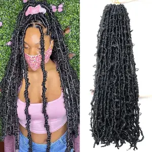 36 Inch Butterfly Locs Crochet Hair 5 Packs Long Distressed Soft Faux Locs, Crochet Braids Locs for Black Women