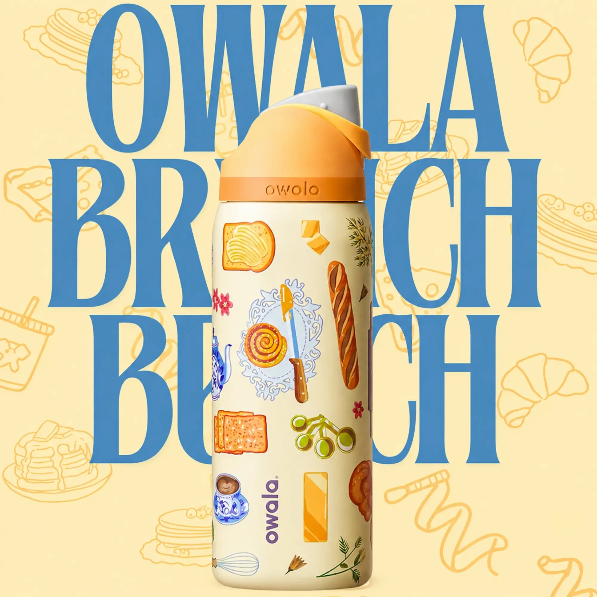Owala "Brunch Bunch" 32oz FreeSip Insulated Water Bottle Breakfast Collection New with Box