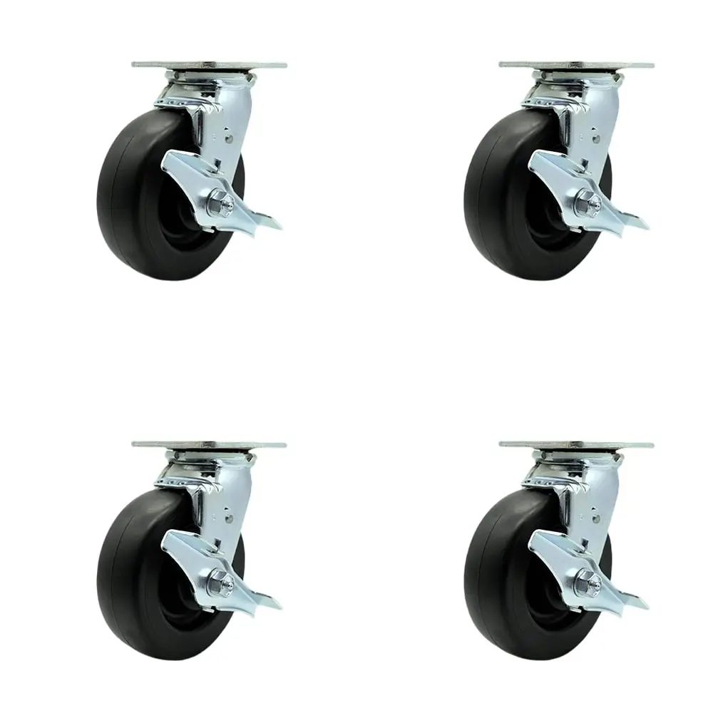 Service Caster TOOL-SCC-30CS620-POR-TLB-4 Tool Box Caster Wheel Set - 6 in. Flat Free, Easy Rolling Polyolefin Wheels - Industrial Grade - 4 Swivel Casters with Top Lock Brakes, Tool Storage, 2800 Lbs