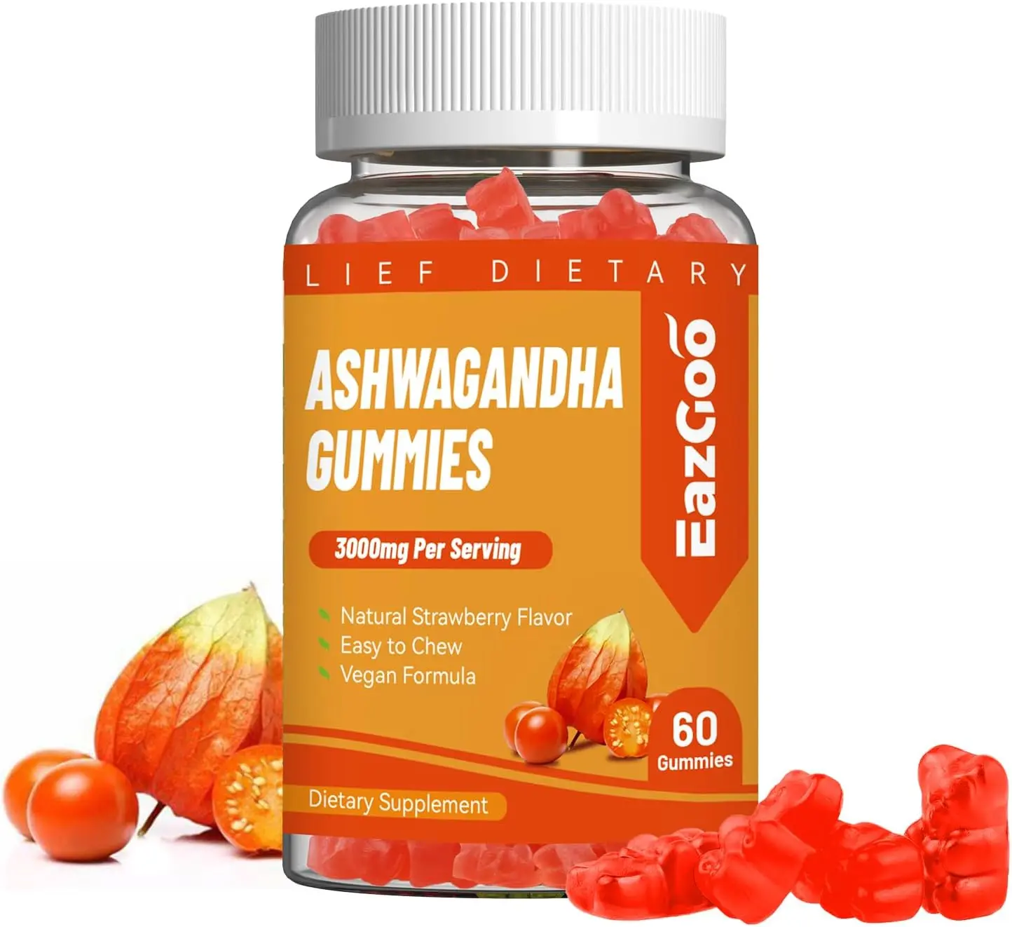 3000mg Ashwagandha Gummies,Calm &Stress Relief,Energy Booster,60ct | Ashwagandha Root Extract for Men and Women,with L-Theanine,Vitamin D3, Sugar-Free,Vegan