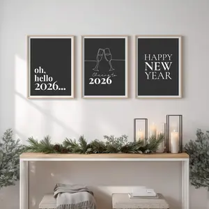 No-frame New Year Printable Wall Art Set of 3, Modern 2026 Poster Bundle, New Year's Eve Decoration, Happy New Year Wall Decor, 2026 Poster Download