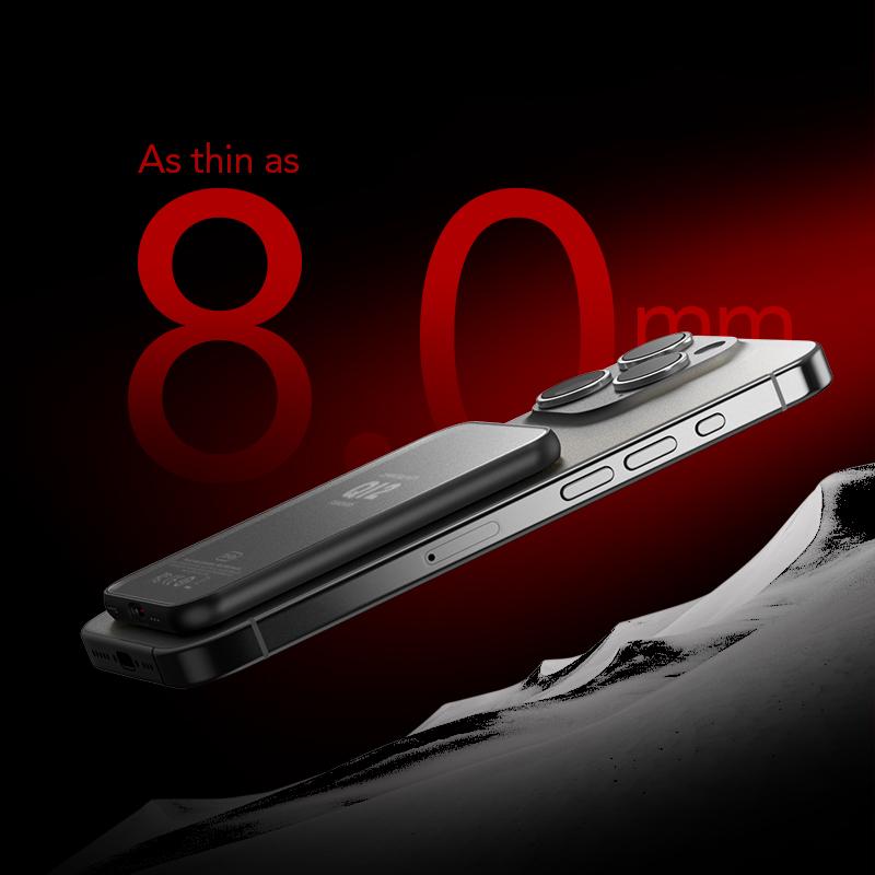 mfish E-Monster 5000mAh Ultra-thin Wireless Power Bank,Portable Fast QI2 Charging,MagSafe Compatible for iPhone 15/16/14/13 Compact Cable Chargeable